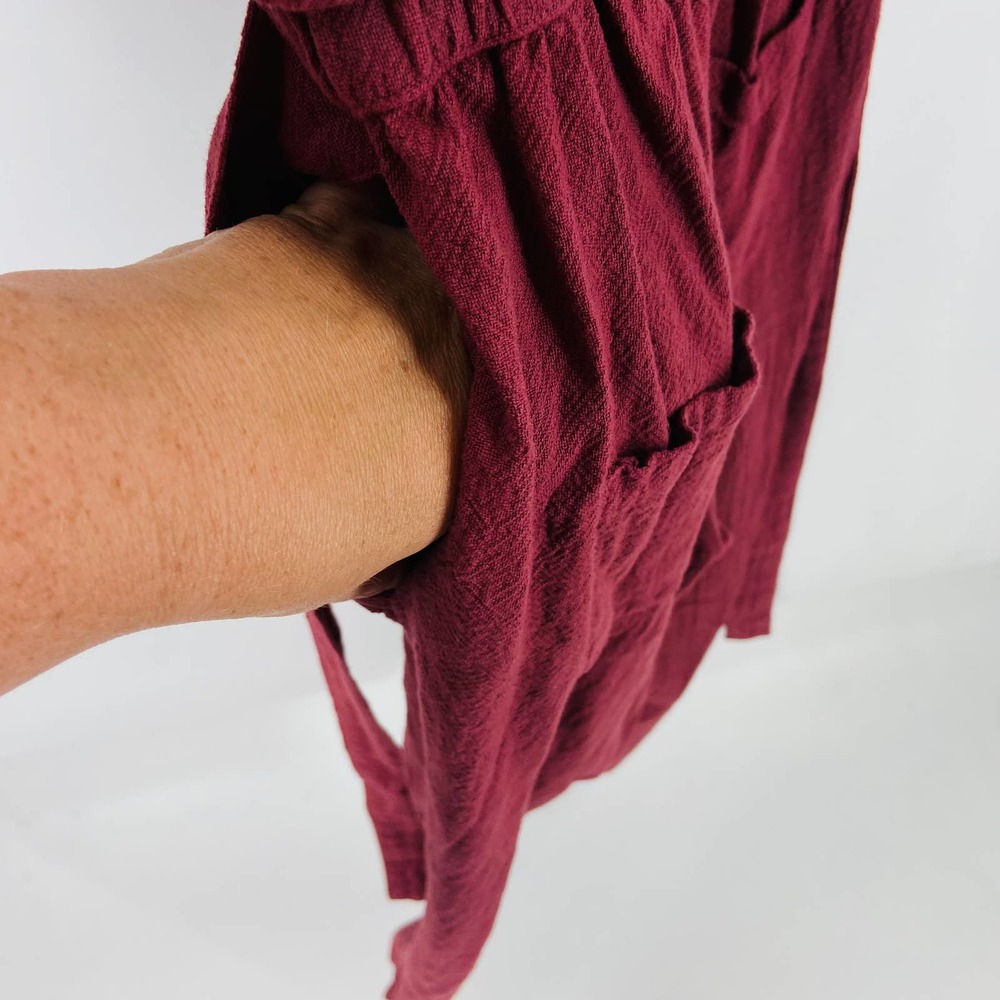 Anthropologie Amadi Burgundy Elastic Waist 3/4 Sleeve Cropped Jumpsuit Size XSP - Picture 12 of 13